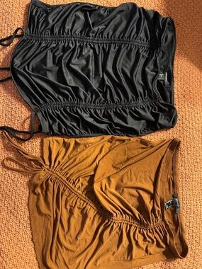 🦬Black & Brown Ruched Tank Tops - Set of 2